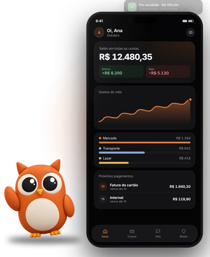 Otto Finanças: controle de gastos com Open Finance e IA